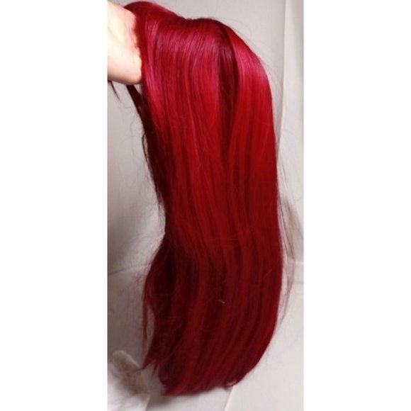 20" Long Red Wig with‎ Bangs -Synthetic (9d1) - Picture 3 of 8